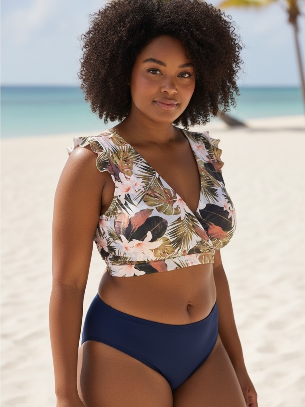 Old Navy Floral V-Neck Ruffle Strap Bikini‎ Top - Multicolor Tropical